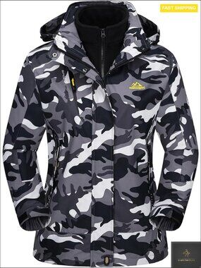 Waterproof Windproof Fleece Lined Ski Jacket Parka 3-in-1 Winter Coat